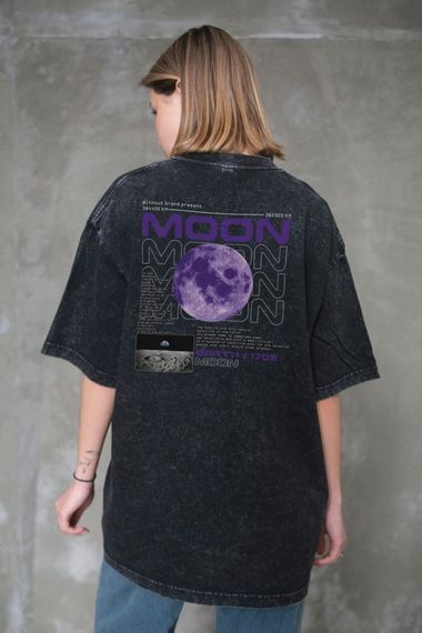 Виварена Оверсайз Футболка Without Washed З Принтом Moon Black | Зображення 3