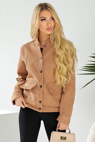 Бомбер женский искусственный кашемир, цвет темно-бежевый, 257R325 | Зображення 3