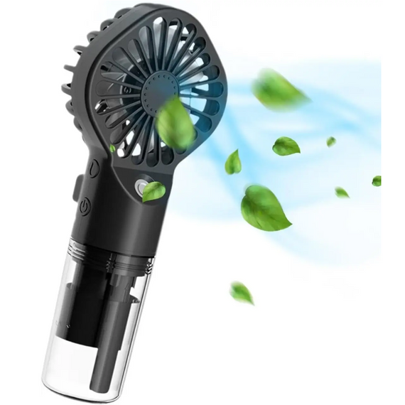Вентилятор ручний портативний з розпиленням води Small fan AND, акумуляторний з дрібнодисперсним розпиленням | Зображення 4
