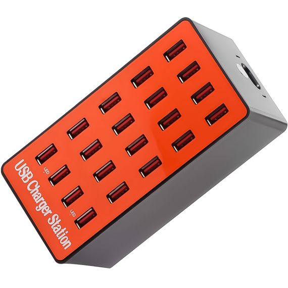 Мультизарядное устройство на 20 USB портов Addap MCS-A5, док-станция, 80W, orange (7379)