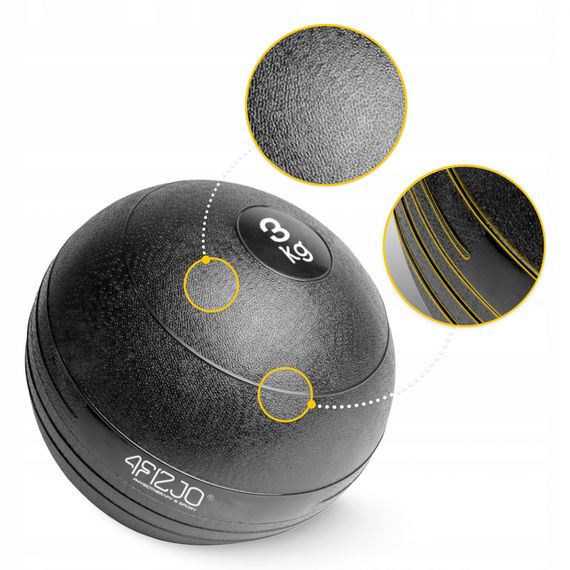Слембол (медичний м'яч) для кросфіту 4FIZJO Slam Ball 3 кг Black (P-5907739315410) | Зображення 7