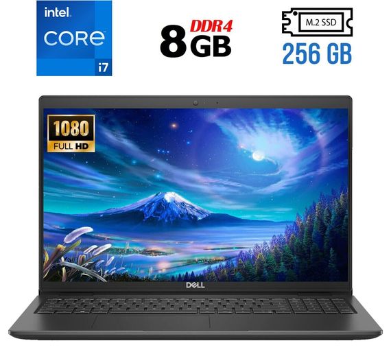 Ноутбук Б-класс Dell Latitude 3520 / 15.6" (1920x1080) IPS Touch / Intel Core i7-1165G7 (4 (8) ядра по 2.8 - 4.7 GHz) / 8 GB DDR4 / 256 GB SSD M.2 / Intel Iris Xe Graphics / USB 3.2 / HDMI / Windows 11 б/у