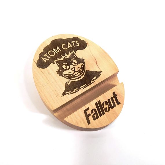 Підставка тримач під смартфон планшет Fallout Atom cats 9х12х2 см Майстерня містера Томаса Дерево | Зображення 3