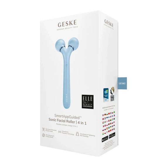 Електронний ультразвуковий ролик для обличчя GESKE Sonic Facial Roller 4в1 gray, Блакитний | Зображення 7