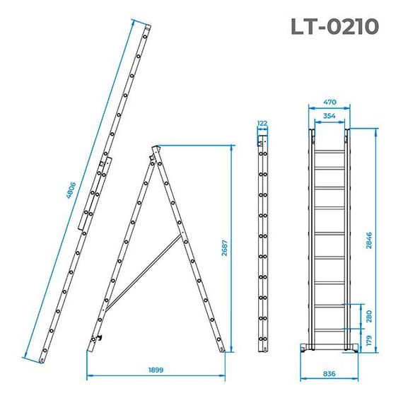 Лестница 2-х раскладная Intertool - 4810 мм х 2x10 ступеней (LT-0210) | Зображення 2