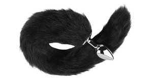 Анальная пробка с хвостом EGZO - Fox Tail Silver Plug Black, size S Sex Aura