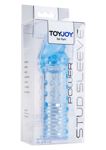 Насадка на член рельєфна Toy Joy, що подовжує, реалістична, блакитна, 15.5 х 3 см | Зображення 1