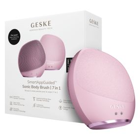 Ультразвуковая щетка для тела и интенсивный пилинг GESKE Sonic Body Brush&Intensive Exfoliator 7в1 starlight, Розовый