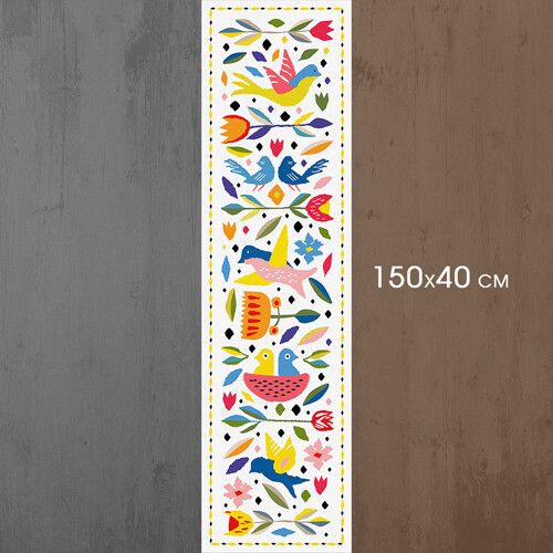 Доріжка на стіл Різнокольорові птахи 150x40 см (DR__TR001) | Зображення 3