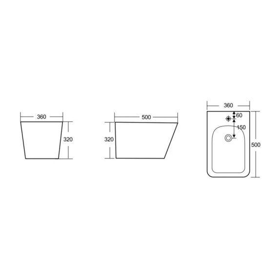 Біде підвісне Qtap Tern New 500x360x320 мм Matt Black QT17551303GMB | Зображення 1