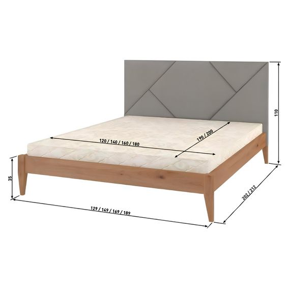 Двоспальне дерев&#039;яне ліжко Mebigrand Нью-Йорк ДК Горіх світлий/Аляска 93 (Сірий) 160х190 см (MBG-10370) | Зображення 2