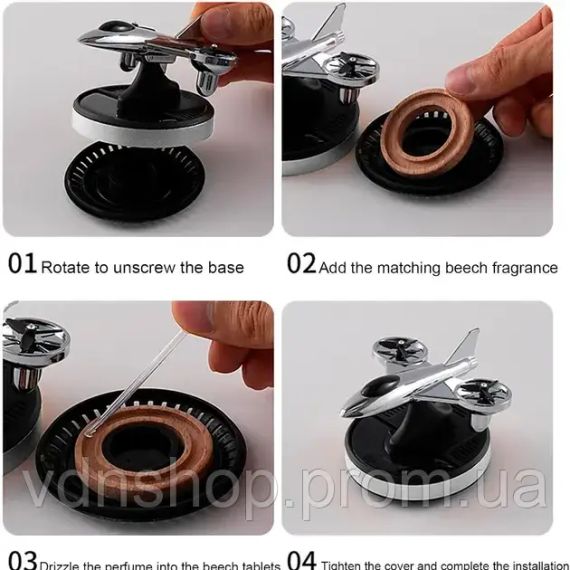 Ароматизатор на солнечных батареях в машину Самолет истребитель с турбинами | Зображення 4