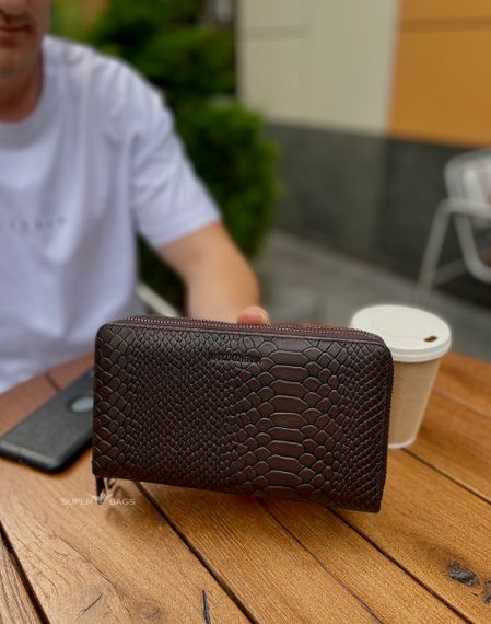 Коричневый кошелек-клатч  с блоком под карточки с фактурной натуральной кожи  Marco Coverna MC086-5901С | Зображення 2