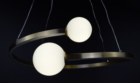 Люстра світлодіодна підвісна LED світильник для квартири на стелю лед 26867 Латунь 40-150х80х80 см. | Зображення 5