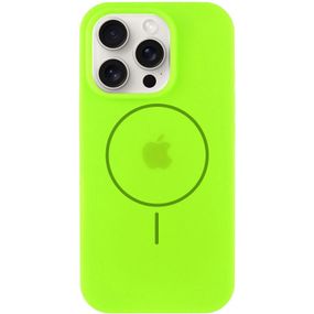 Чохол Silicone Case Full Protective (AA) with MagSafe для Apple iPhone 14 Pro Max (6.7") Салатовий / Neon green