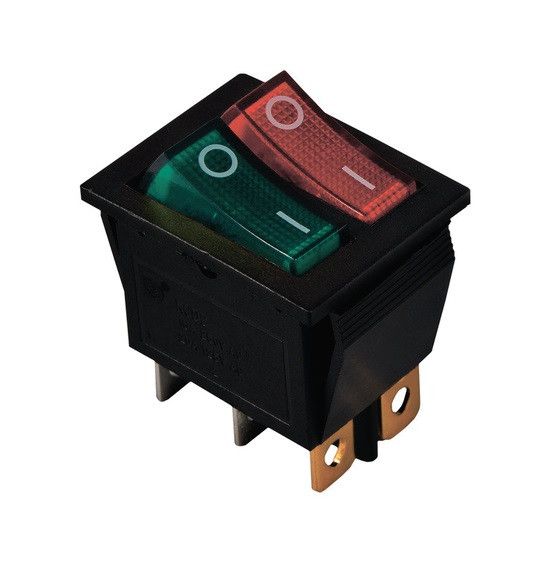 Переключатель KCD2-2101N G+R/B 220V 2 клавиши зеленая+красная с подсветкой Ny95500809