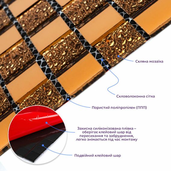 Мозаїка з декоративного скла 298х298х4,5мм Оранж SW-00002360 | Зображення 1