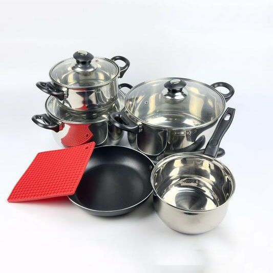 Набір каструль 11 предметів VS-1005-11 із нержавіючої сталі, FD-679 кришка скло | Зображення 3