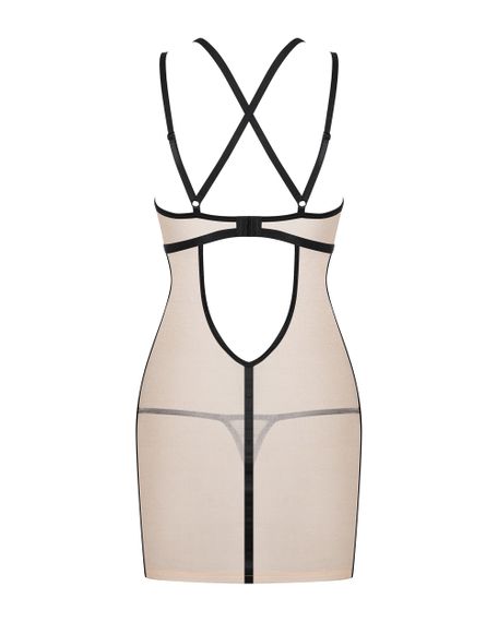 Сорочка і стрінги Obsessive Nudelia chemise Тілесний S/M | Зображення 6