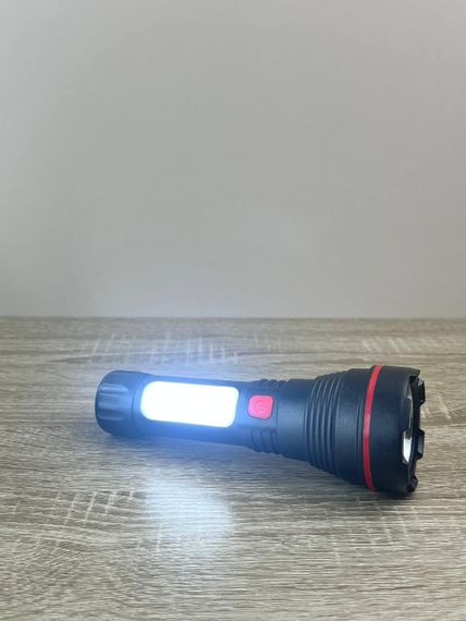 Фонарь ручной Hurry Bolt HB-997 с боковой лампой мощный светодиодный фонарик с аккумулятором зарядка от USB 3W Черный | Зображення 2