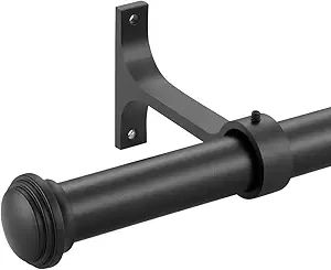 Матовий чорний карниз для вікон, одинарний телескопічний карниз, міцний карниз