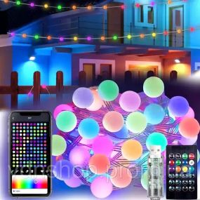 Гірлянда на ялинку матова кулька 10 метрів з пультом Usb Bluetooth управління з телефону модель (SFK-03)