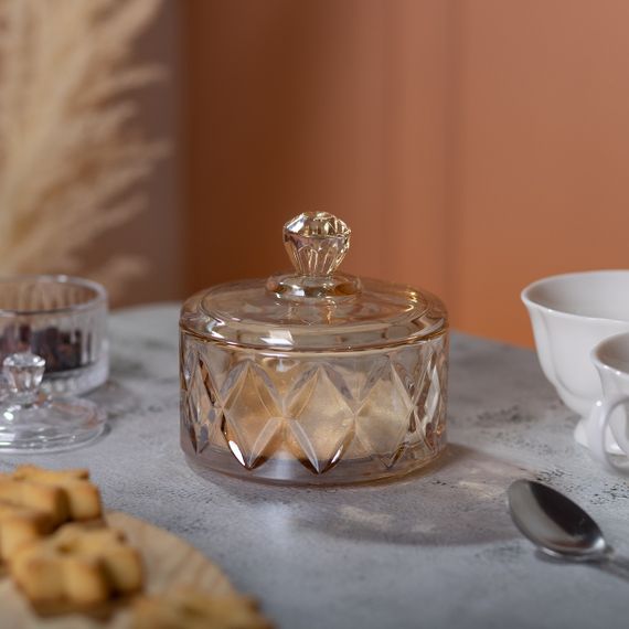 Цукерниця з кришкою Ø 10 см скляна коричнева HP-YH-21 | Зображення 4