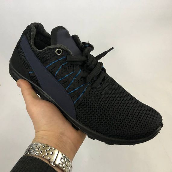 Спортивні кросівки чоловічі літні із сітки 40 розмір. Літні кросівки сітка. Модель 24112. Колір: чорний | Зображення 3