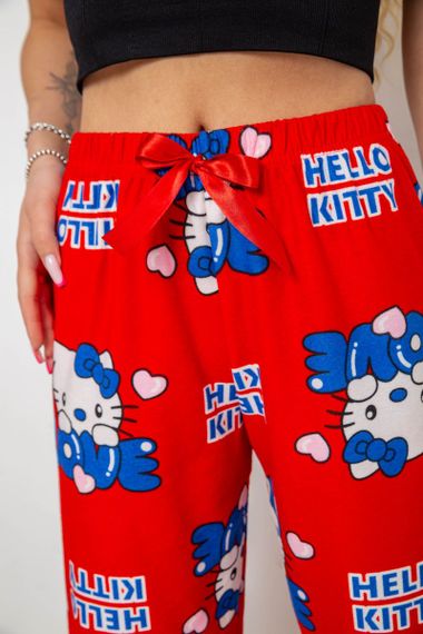 Штани жіночі домашні, колір червоний, 238R1101-1 | Зображення 4