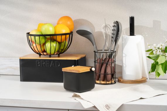 ARDESTO Цукорниця Midori 12х12х11см, 840мл, кераміка, бамбук, чорна (AR0907B) | Зображення 1