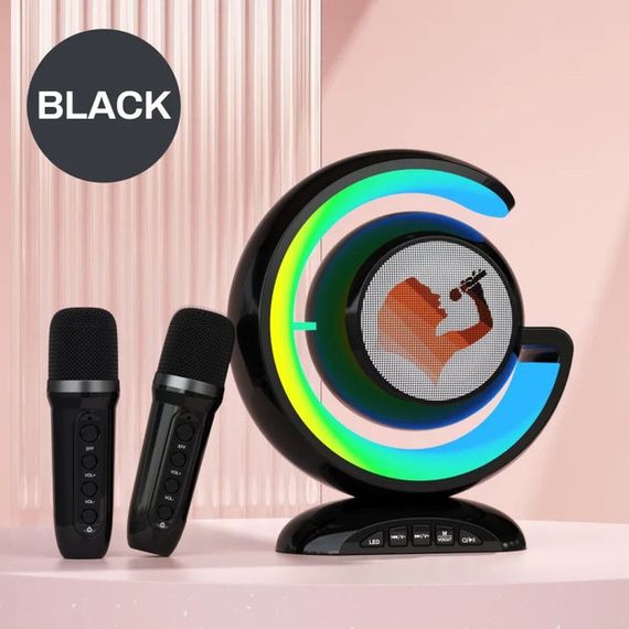 Многофункциональная RGB лампа ночник с беспроводной колонкой bluetooth и двумя микрофонами для караокечерная | Зображення 2