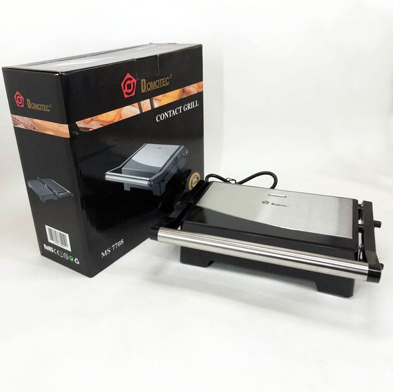 Настільний гриль електричний-притискний Domotec MS-7708 | Сендвічниця мультипекар | FC-207 Домашній гриль | Зображення 1