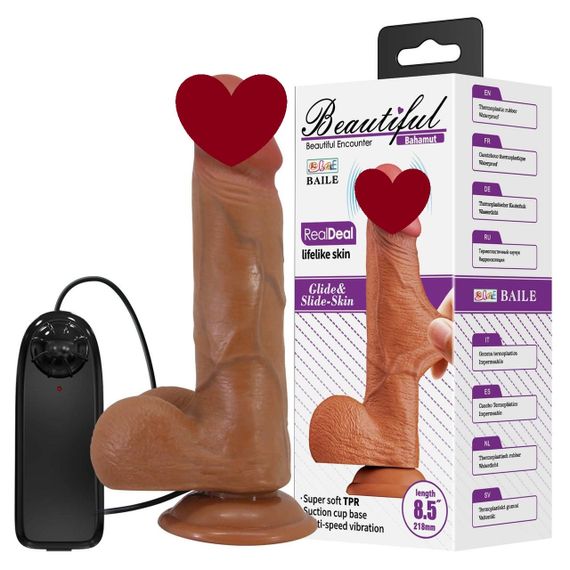 Вібратор реаліст BAILE на присосці, з пультом, 21.8 х 4.6 см