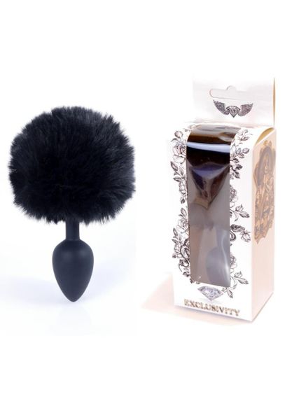 Анальна пробка - Bunny Tail Silicone Black Plug Black sexstyle