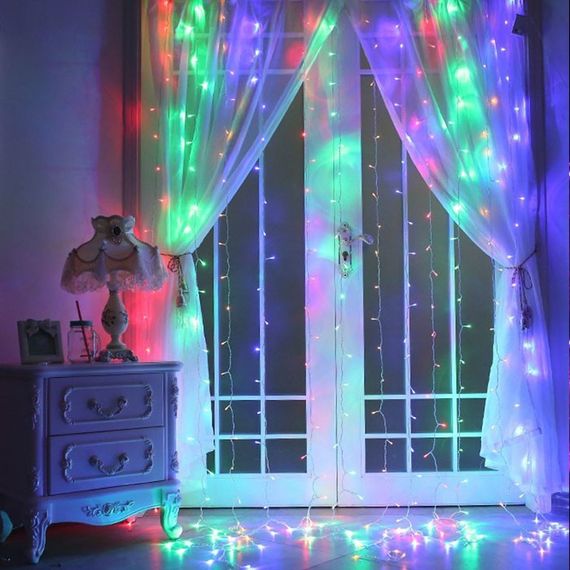 Светодиодная гирлянда-занавес Xmas 220В с Пультом ДК 200LED 2x2 м Разноцветная | Зображення 1