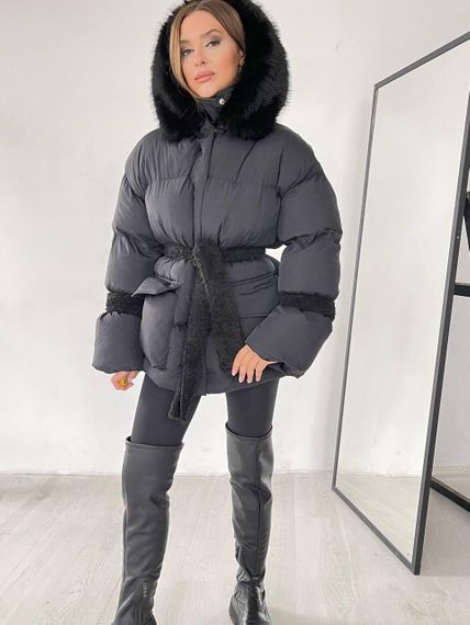 Женский пуховик Cresh Puffer со сьемным капюшоном черный XL | Зображення 1
