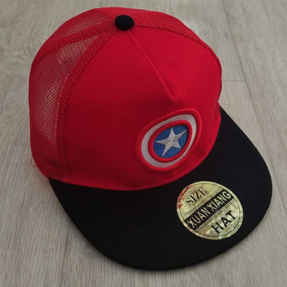 Кепка дитяча снепбек (Snapback) Капітан Америка з сіточкой Чорний 50-54р (2222) | Зображення 7