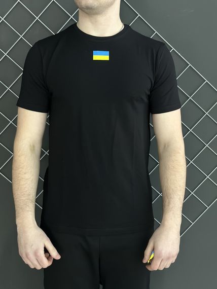 Комплект 3 в 1 Демісезонний спортивний костюм Прапор кофта на змійці хакі + чорні штани (двонитка) + Футболка чорна Прапор | Зображення 3