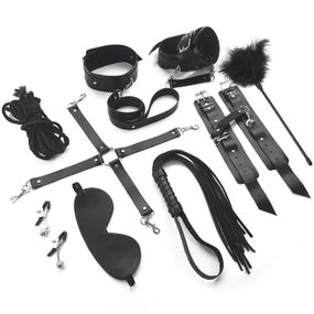 Набор BDSM Art of Sex – Set Leather, 10 предметов, черный, натуральная кожа sexstyle