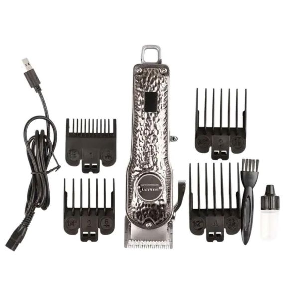 Машинка для стрижки Sokany SK-LF-9976 аккумуляторная с 4 насадками и USB серебро | Зображення 2