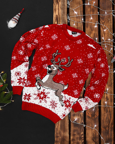 Свитер новогодний красный S