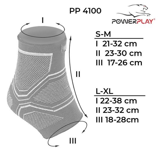 Бандажі на гомілкостоп PowerPlay 4100 Чорні (пара) L/XL | Зображення 6