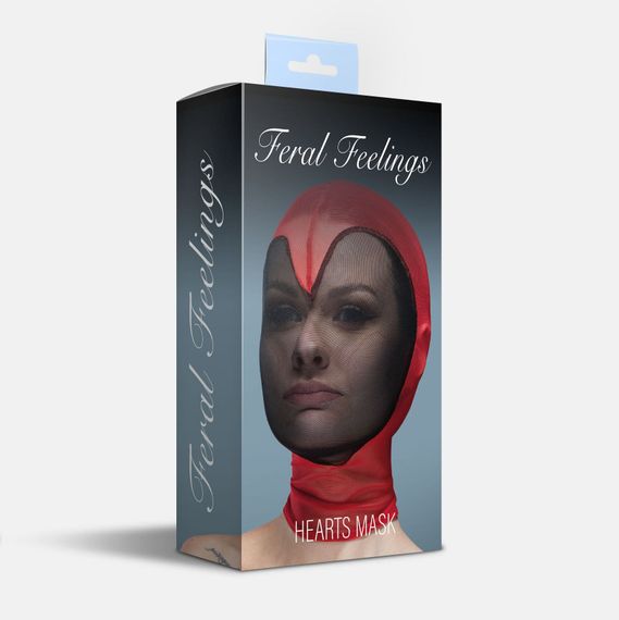 Маска сетка с полностью закрытым лицом Feral Feelings Hearts Mask Красно-черная One Size | Зображення 2