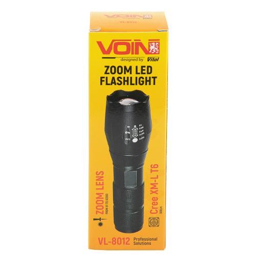 Ліхтарик ручний VOIN VL-8012, LED T6, 300Lm, зум, алюміній, 1х18650 или 3хААА (не в комплекті) | Зображення 2
