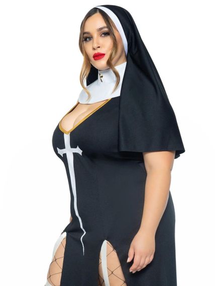 Костюм монашки-грішниці Leg Avenue Sultry Sinner 1X-2X, сукня, головний убір, комір | Зображення 2