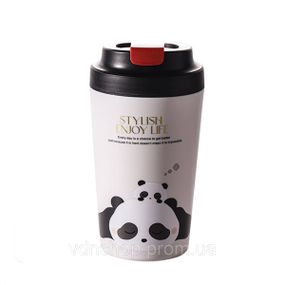 Термочашка Panda з порцелянаовою колбою 380 мл Чорна HP-14-12B