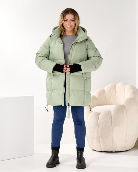 Зимова куртка великого розміру світло зеленого кольору | Зображення 3