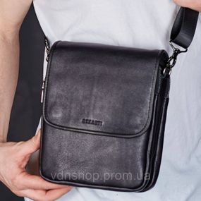 Мессенджер с клапаном через плечо 24х20х6, кожаная барсетка Tiding Bag TD-20033 черная