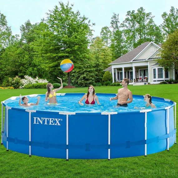 Каркасный бассейн Intex 28242, лестница,тент,подстилка,фильтр-насос 3785 л\ч, 457 х 122 см | Зображення 1