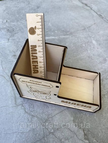 Именной деревянный органайзер и линейка с гравировкой — подарок для первоклассника, выпускника, учителя | Зображення 8